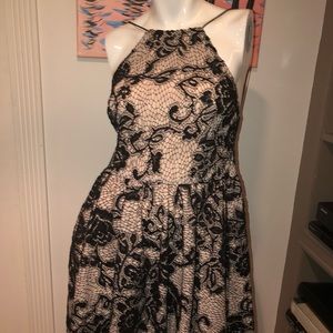 Bebe black lace a line dress